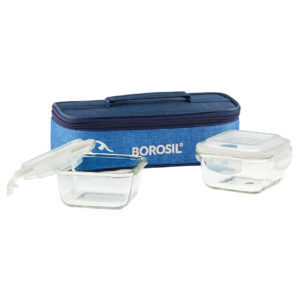 Borosil Microwavable Glass Lunch Box (Set of 2)